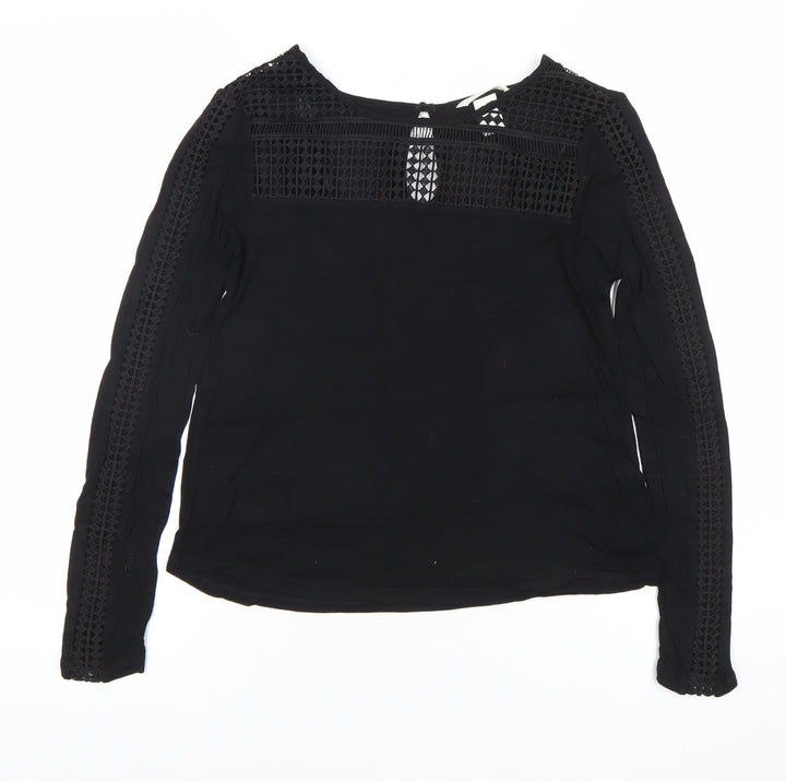 H&M Womens Black Lace Detail Long Sleeve Blouse XS