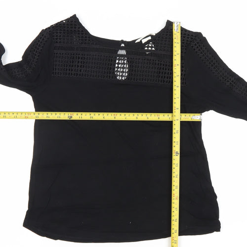 H&M Womens Black Lace Detail Long Sleeve Blouse XS