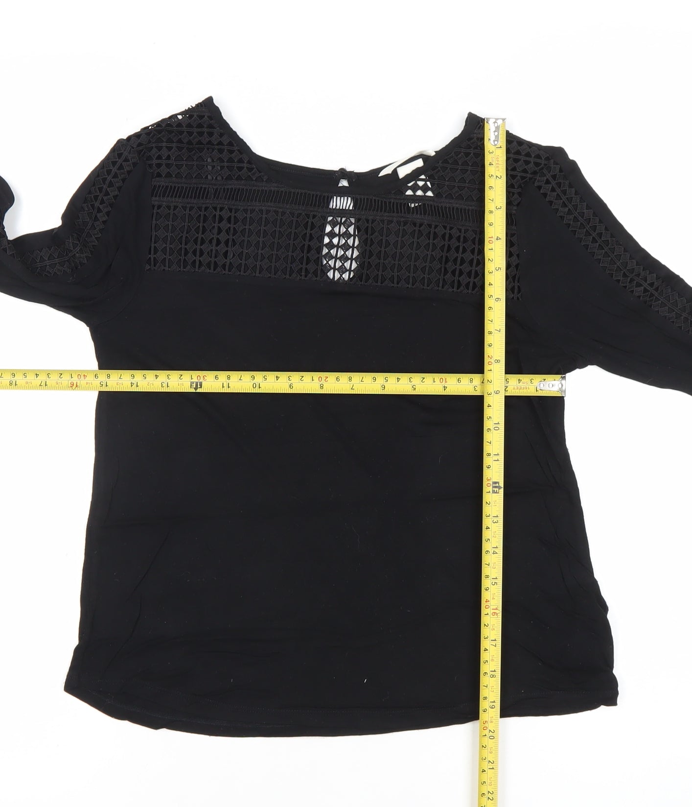 H&M Womens Black Lace Detail Long Sleeve Blouse XS