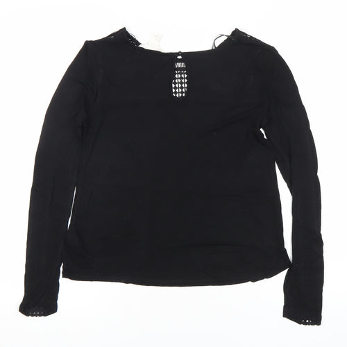 H&M Womens Black Lace Detail Long Sleeve Blouse XS