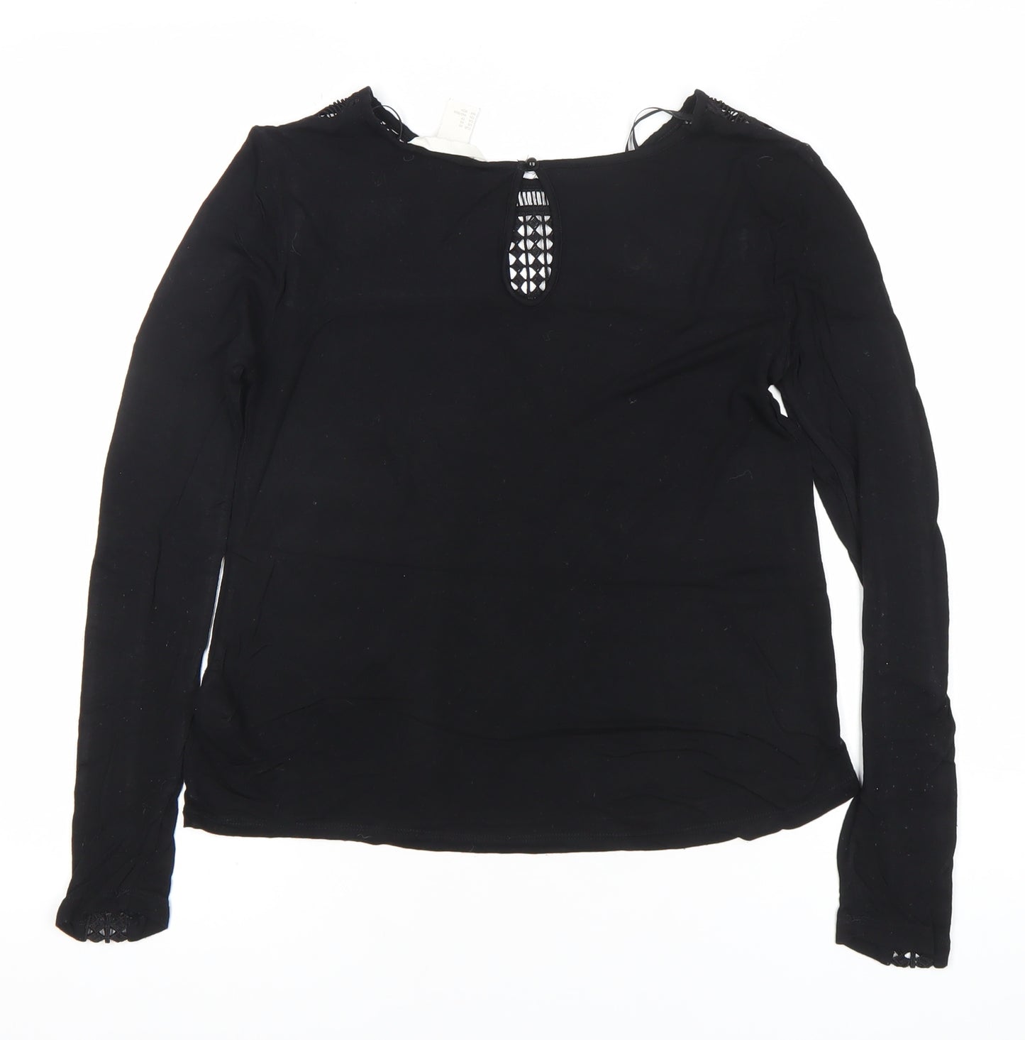 H&M Womens Black Lace Detail Long Sleeve Blouse XS