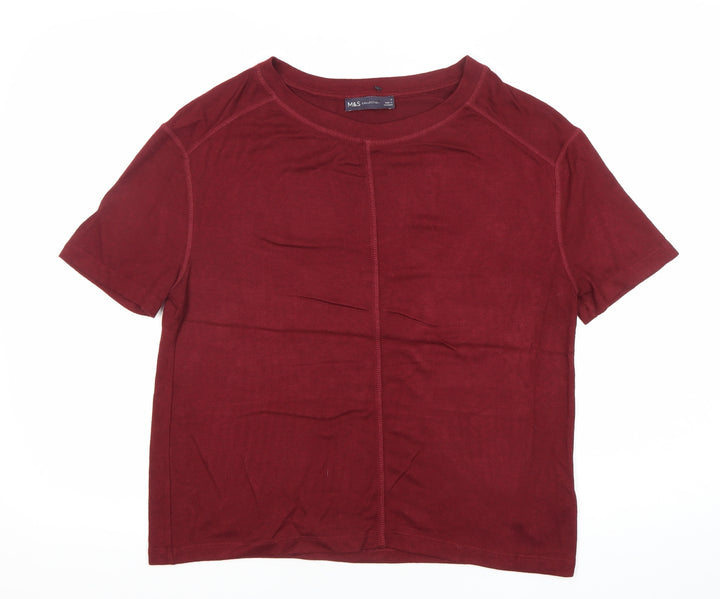 Marks and Spencer Womens Red Basic Short Sleeve T-Shirt S