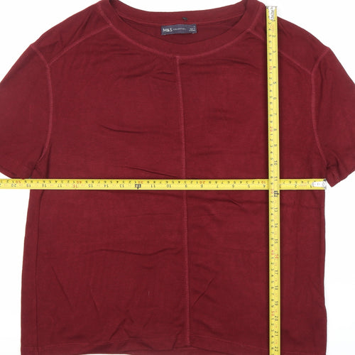 Marks and Spencer Womens Red Basic Short Sleeve T-Shirt S