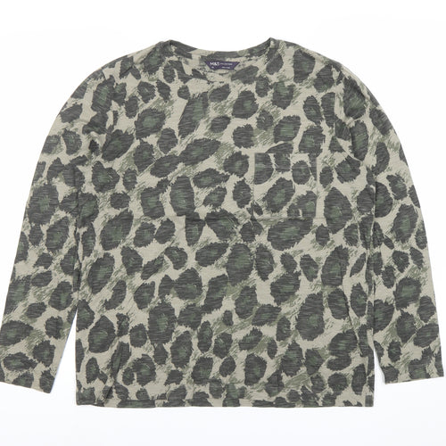 Marks and Spencer Women’s Green Animal Print Cotton Long Sleeve T-Shirt Size 12