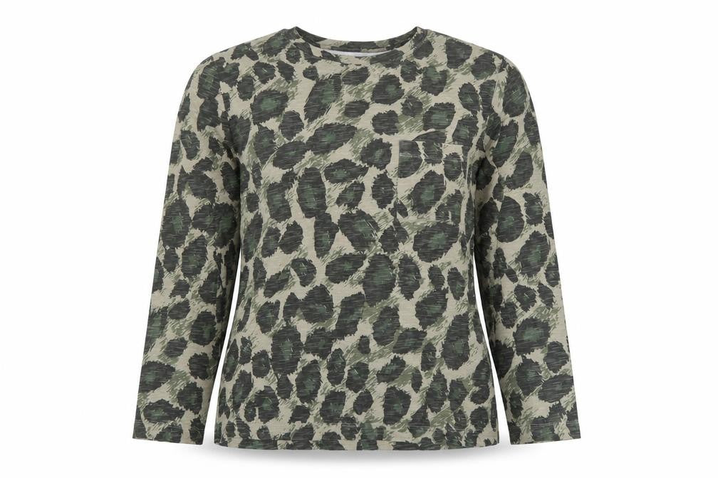 Marks and Spencer Women’s Green Animal Print Cotton Long Sleeve T-Shirt Size 12