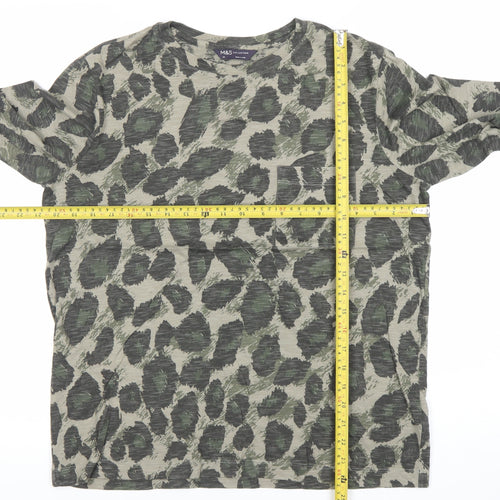 Marks and Spencer Women’s Green Animal Print Cotton Long Sleeve T-Shirt Size 12