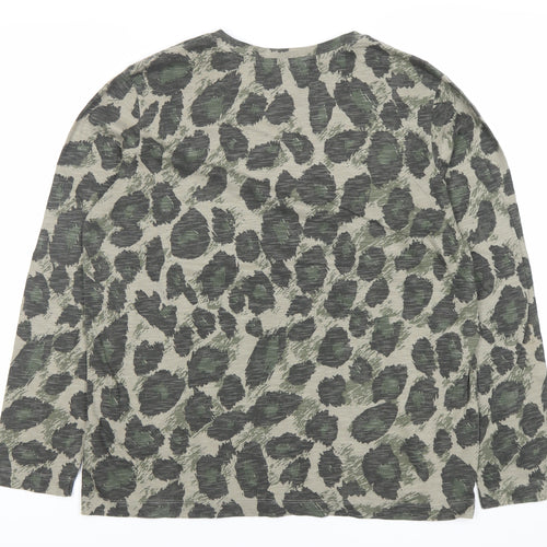 Marks and Spencer Women’s Green Animal Print Cotton Long Sleeve T-Shirt Size 12