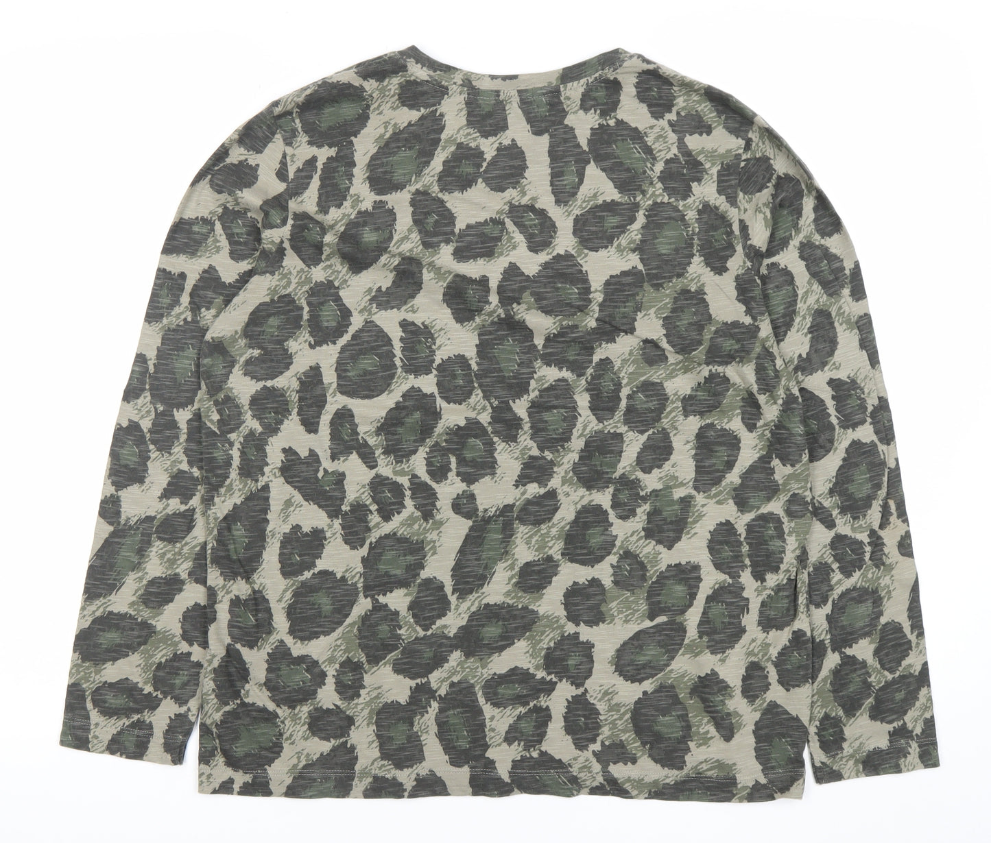Marks and Spencer Women’s Green Animal Print Cotton Long Sleeve T-Shirt Size 12