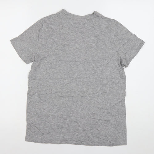 New Look Womens Grey Size 8 Graphic Surf Print Cotton Blend T-Shirt