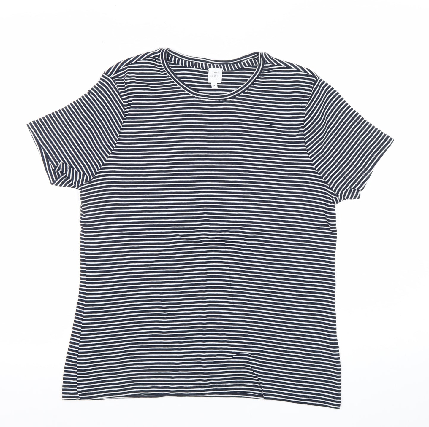 John Lewis Women’s Blue Striped Cotton Jersey T-Shirt Size 14