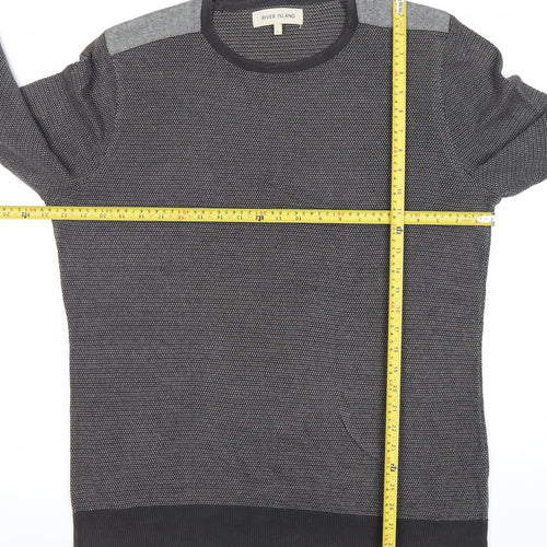 River Island Men’s Grey Cotton Crew Neck Pullover Jumper Size L