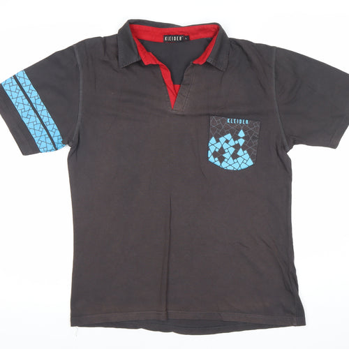 Kleider Men’s Black Polo Shirt L Geometric Pocket Short Sleeve