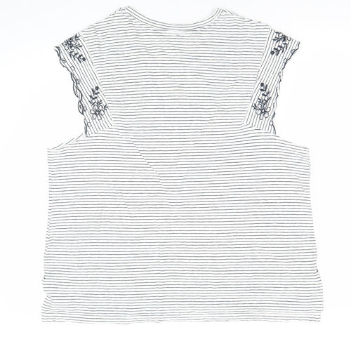 Next Women’s White Striped Embroidered T-Shirt Size 22