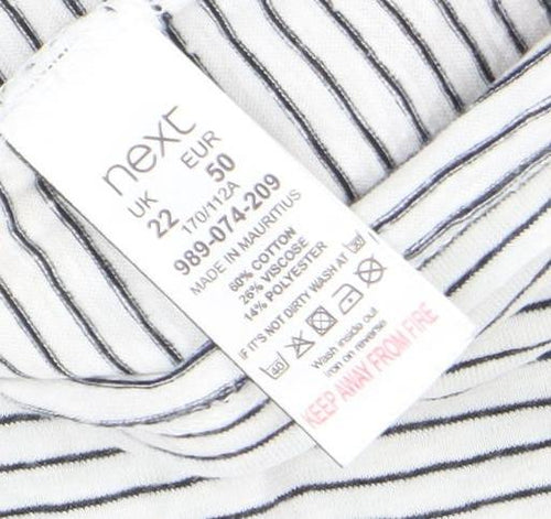 Next Women’s White Striped Embroidered T-Shirt Size 22
