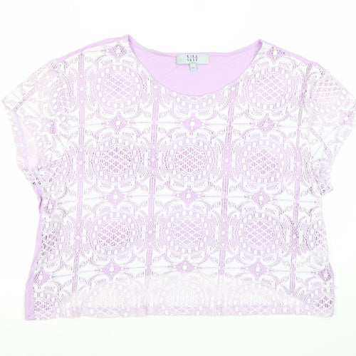 Lola Skye Women’s Purple Lace Cropped Blouse UK 18