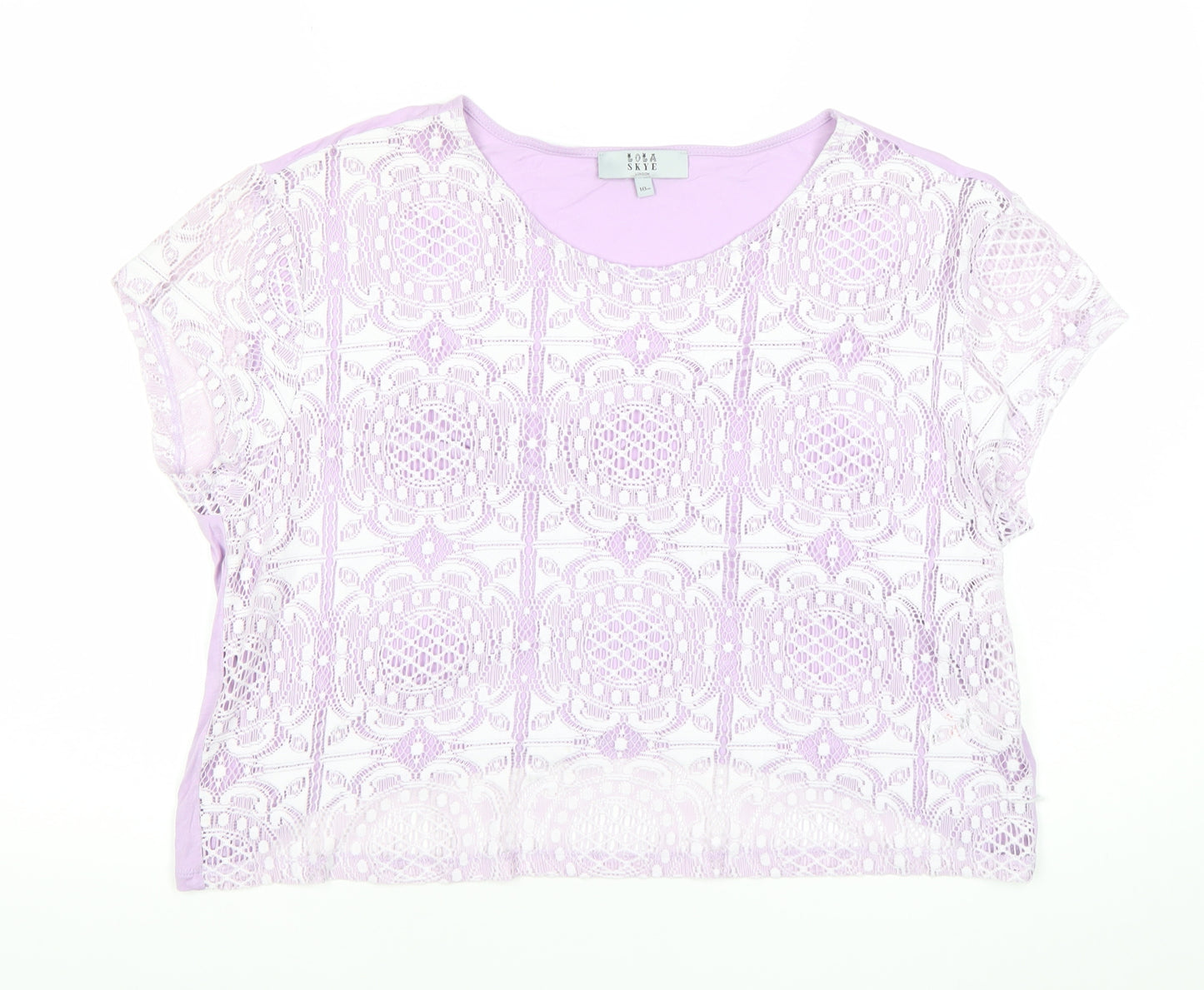 Lola Skye Women’s Purple Lace Cropped Blouse UK 18