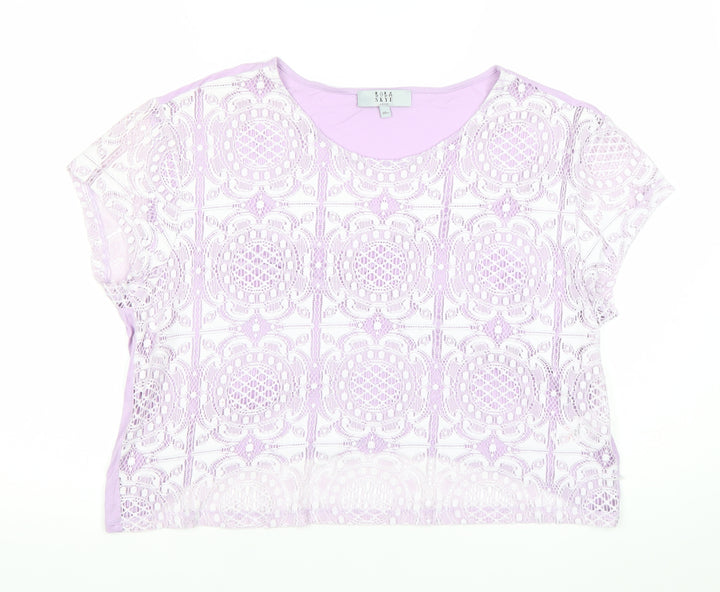 Lola Skye Women’s Purple Lace Cropped Blouse UK 18
