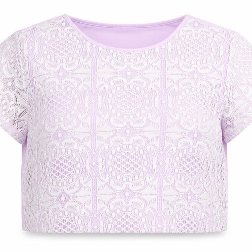 Lola Skye Women’s Purple Lace Cropped Blouse UK 18