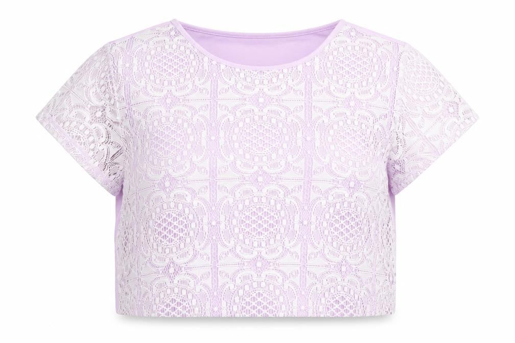 Lola Skye Women’s Purple Lace Cropped Blouse UK 18