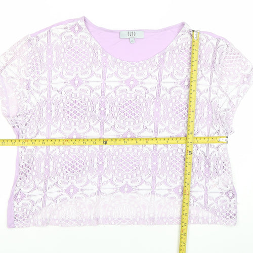 Lola Skye Women’s Purple Lace Cropped Blouse UK 18