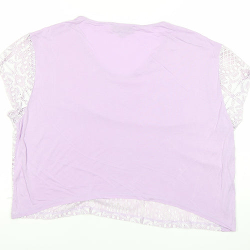 Lola Skye Women’s Purple Lace Cropped Blouse UK 18