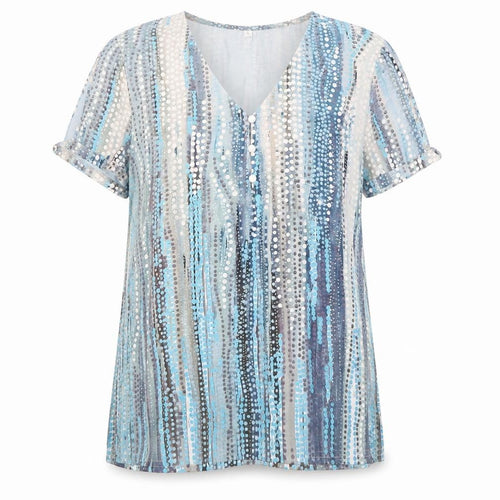 Maria & Gabriele Womens Multicoloured Tunic Blouse L V-Neck Short Sleeve