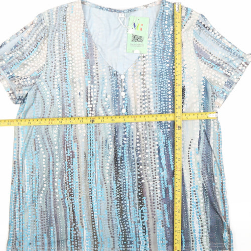 Maria & Gabriele Womens Multicoloured Tunic Blouse L V-Neck Short Sleeve