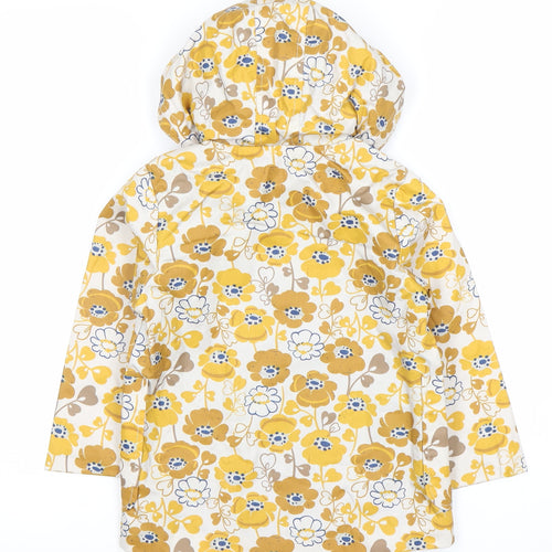Next Girls Yellow Floral Rain Coat Hooded Jacket 3-4 Years Double-Breasted