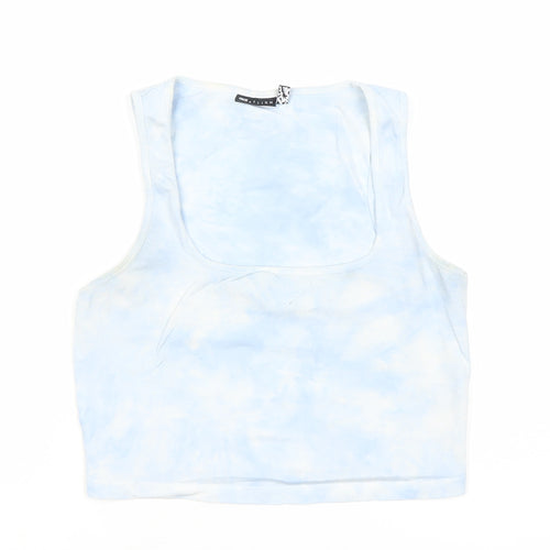 ASOS Women’s Blue Tie Dye Cropped Tank Top Size 12 Cotton Stretch