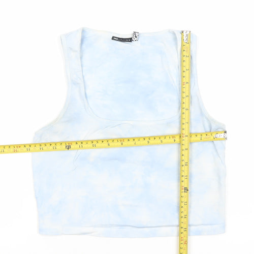 ASOS Women’s Blue Tie Dye Cropped Tank Top Size 12 Cotton Stretch