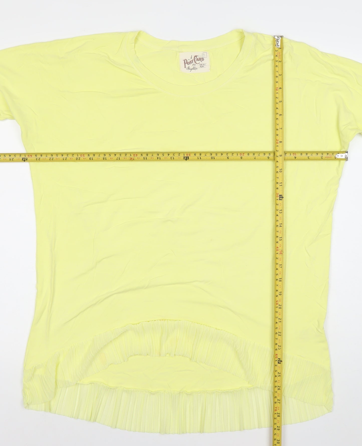 A Postcard from Brighton Women’s Yellow Ruffle Hem T-Shirt Size S