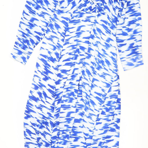 Elli White Women’s Blue Long Wrap Dress Size S V-Neck Party