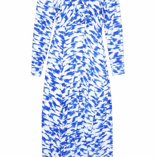Elli White Women’s Blue Long Wrap Dress Size S V-Neck Party