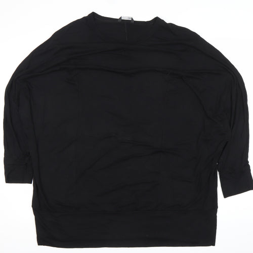 Roman Womens Black Relaxed Fit 3/4 Sleeve Jersey Top XL