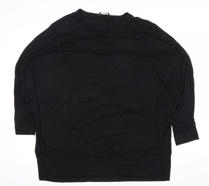 Roman Womens Black Relaxed Fit 3/4 Sleeve Jersey Top XL