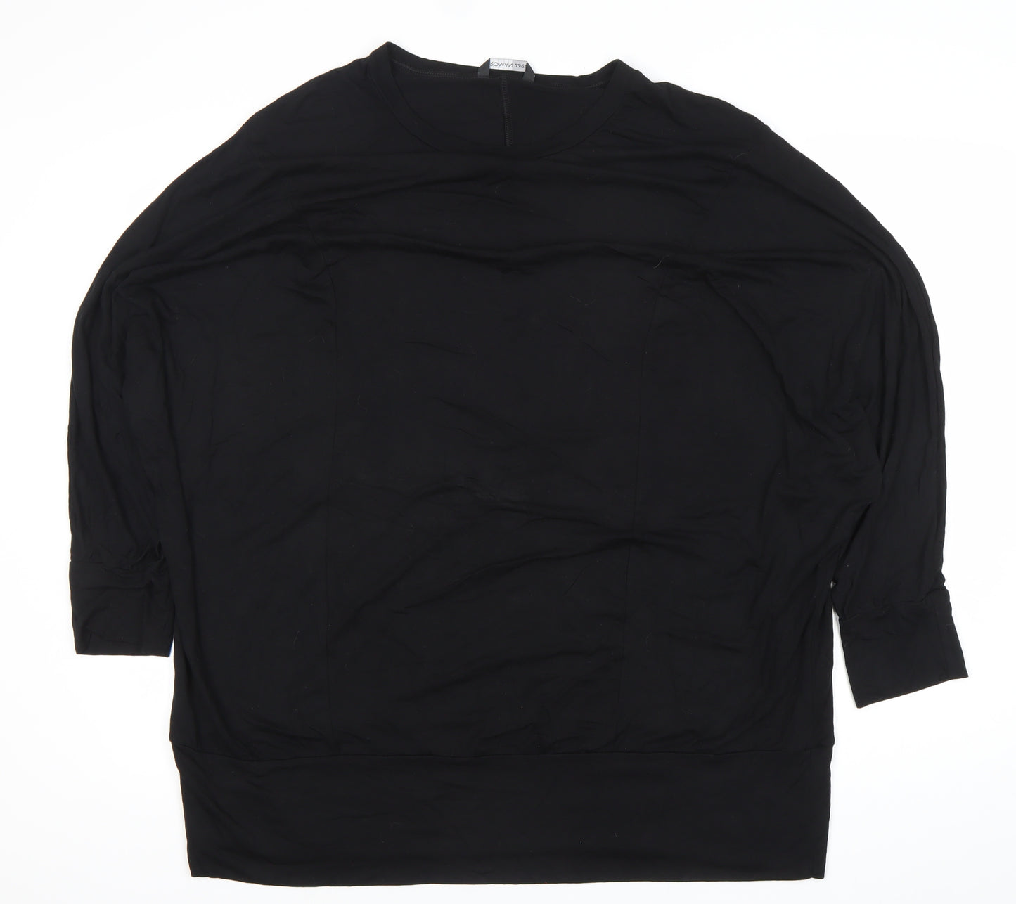 Roman Womens Black Relaxed Fit 3/4 Sleeve Jersey Top XL