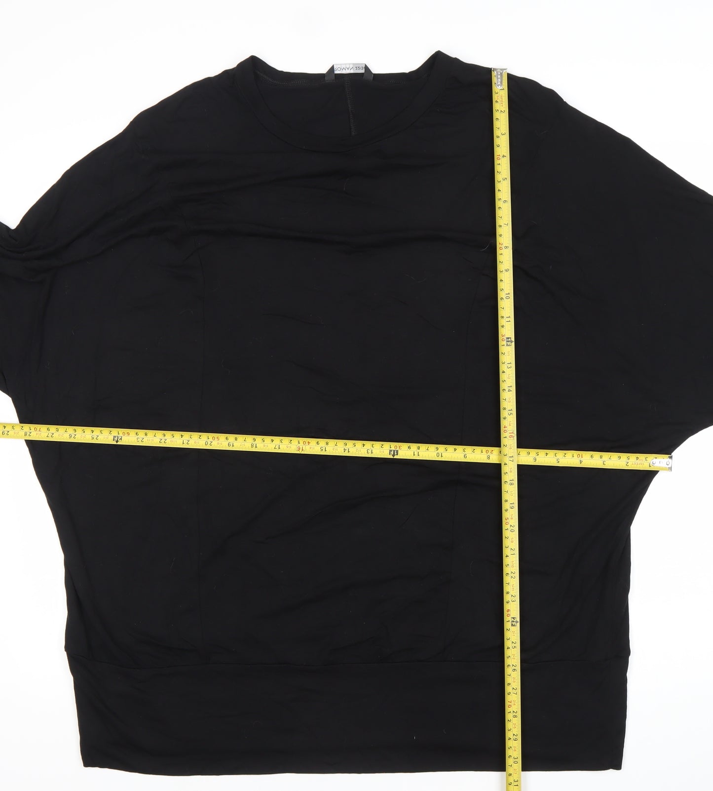 Roman Womens Black Relaxed Fit 3/4 Sleeve Jersey Top XL