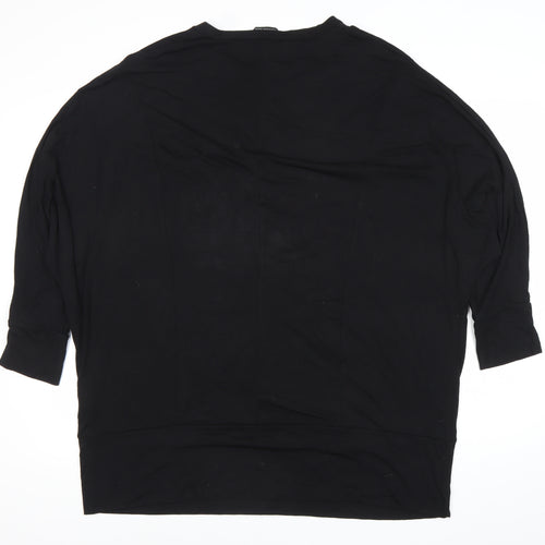 Roman Womens Black Relaxed Fit 3/4 Sleeve Jersey Top XL