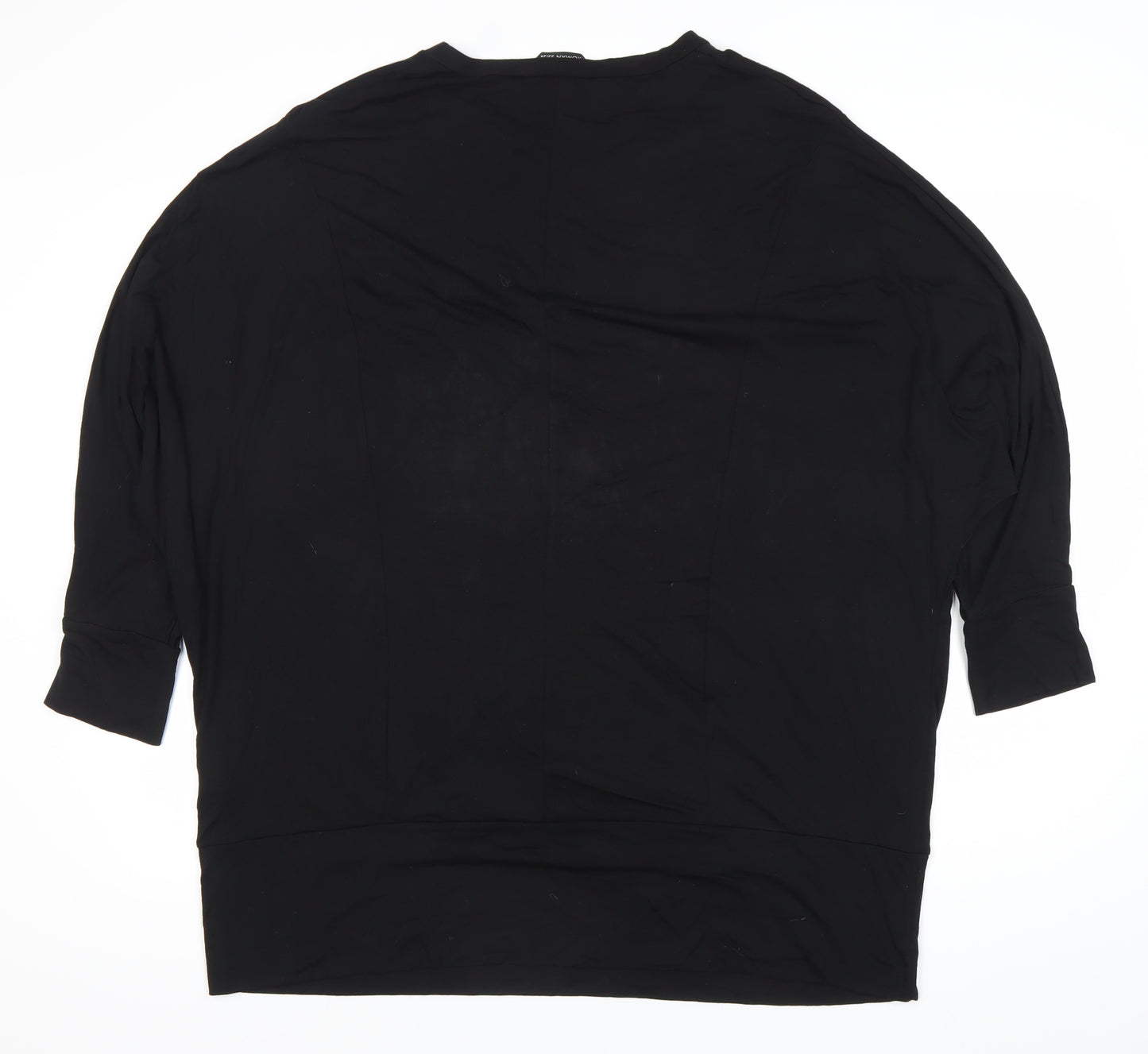 Roman Womens Black Relaxed Fit 3/4 Sleeve Jersey Top XL