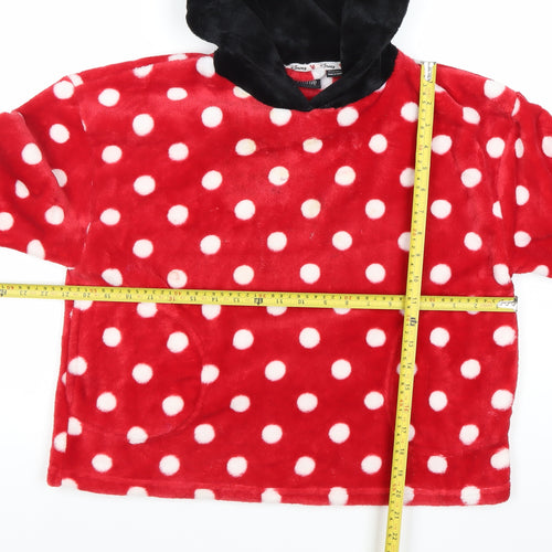 Disney Girls Minnie Mouse Red Polka Dot Fleece Hoodie 4-5Y
