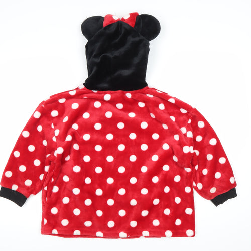 Disney Girls Minnie Mouse Red Polka Dot Fleece Hoodie 4-5Y