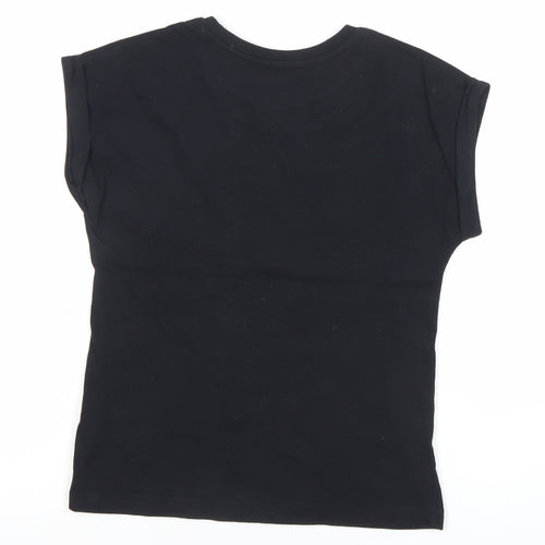 Marks and Spencer Girls Black Friends Logo T-Shirt 8-9 Years Short Sleeve