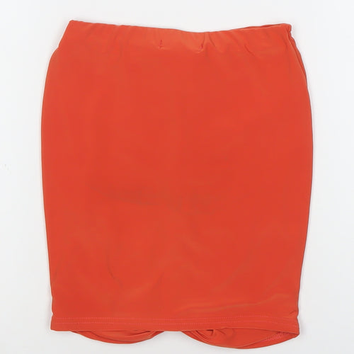I Saw It First Women’s Orange Ruched Drawstring Mini Skirt Size S