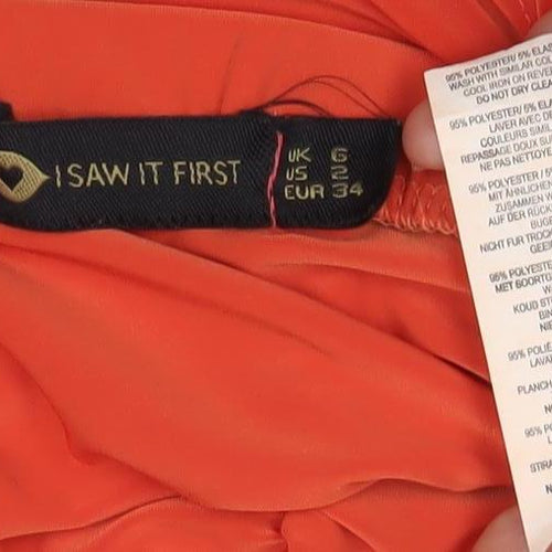 I Saw It First Women’s Orange Ruched Drawstring Mini Skirt Size S
