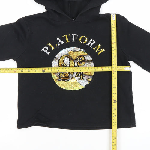 Harry Potter Girls Black Sequin Pullover Hoodie 11 Years Fleece