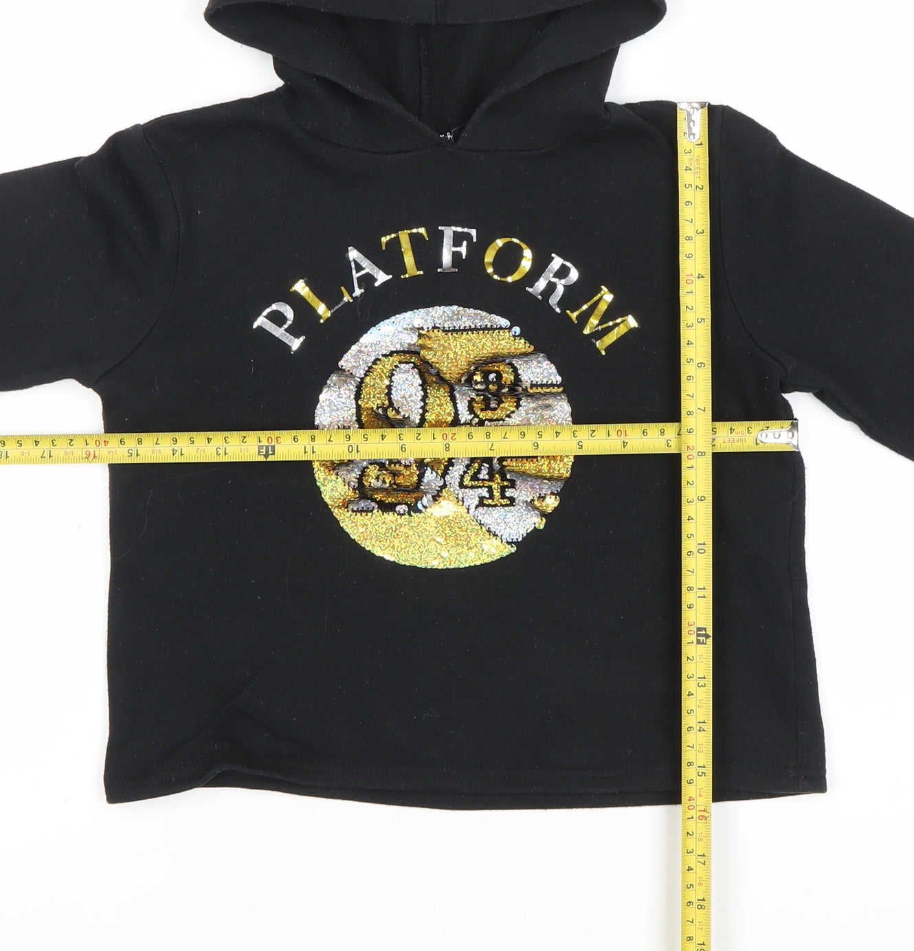 Harry Potter Girls Black Sequin Pullover Hoodie 11 Years Fleece