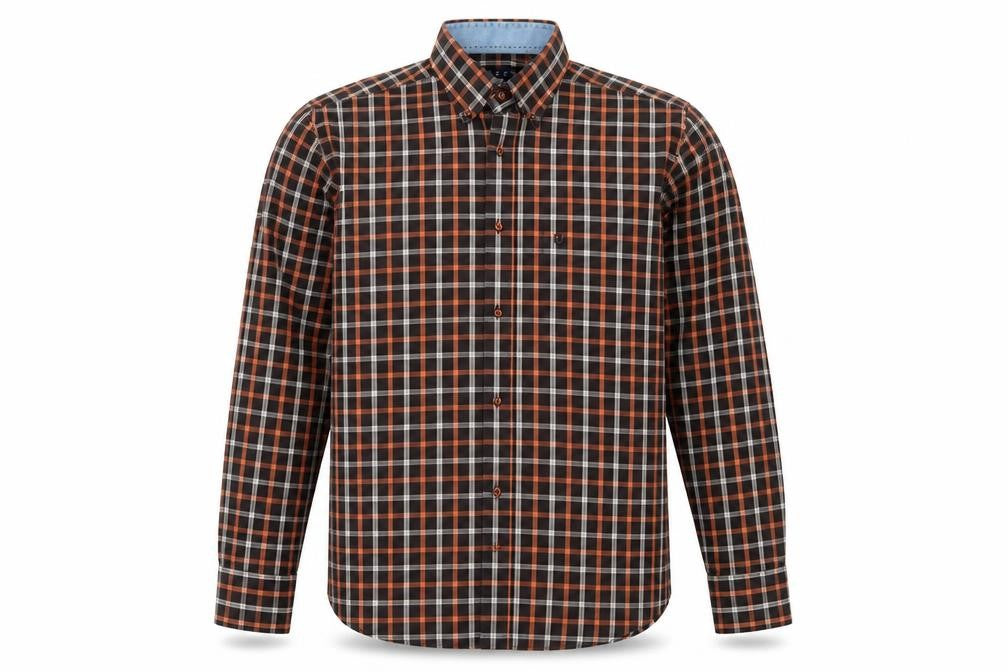 Front view of Jazzy Studio Men's Multicoloured Plaid Button-Up Shirt M Regular Fit