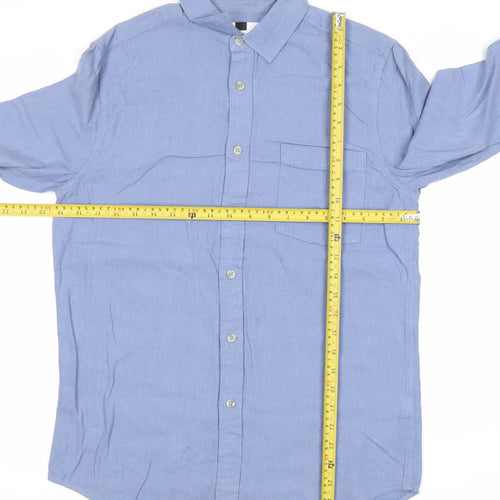 Topman Men’s Blue Cotton Long Sleeve Dress Shirt S Regular Fit