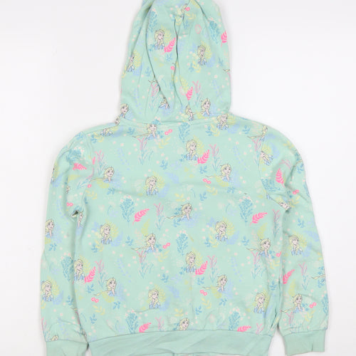 Marks and Spencer Girls Green Frozen Elsa Hoodie 7-8Y Full Zip Cotton Blend