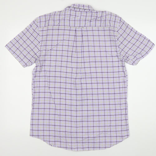 Lincoln Men's Purple Check Short Sleeve Button-Down Shirt M